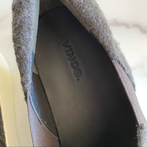 VINCE. Dark Grey Warren Flannel Wool Platform Slip On Sneaker - Picture 3 of 5
